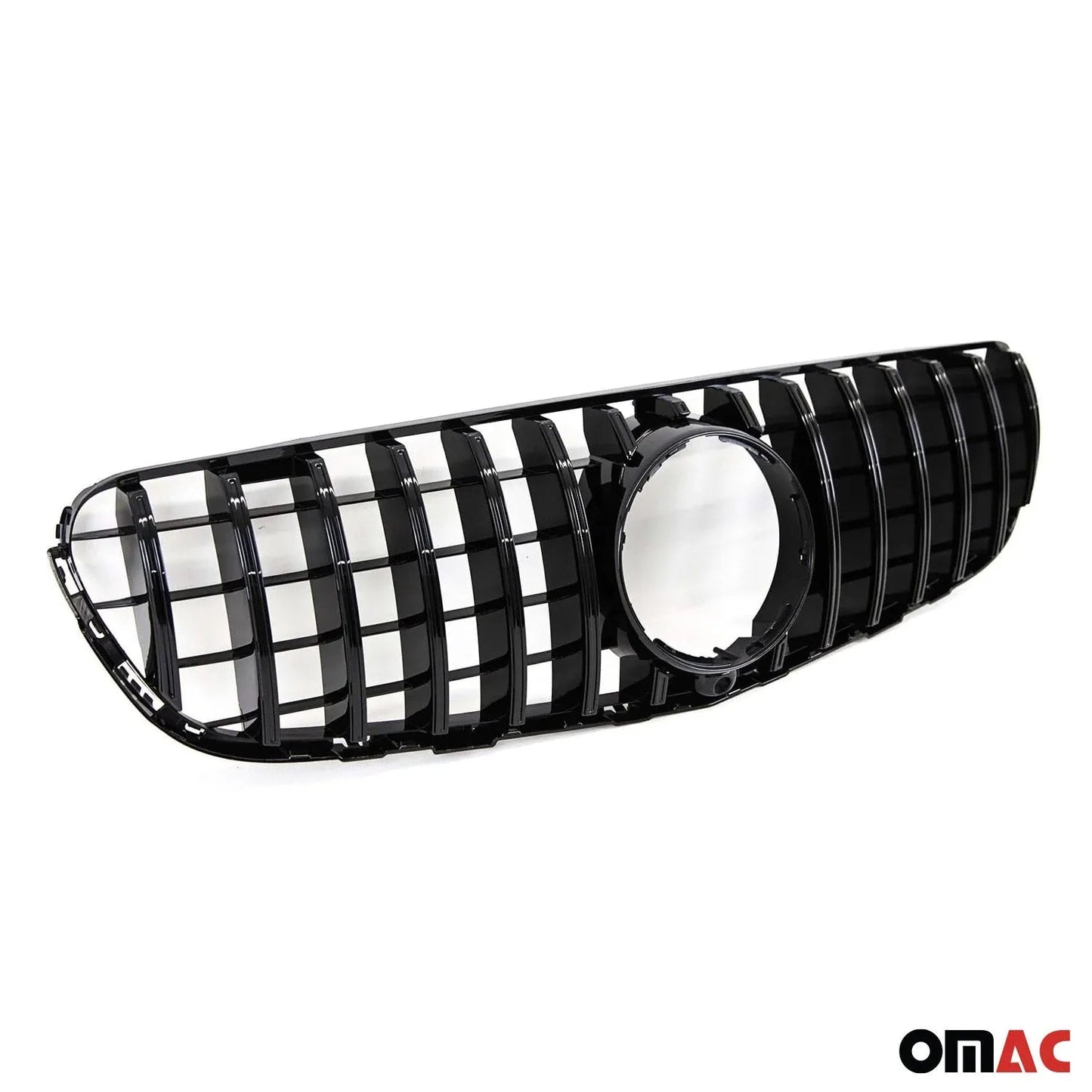 OMAC USA GT R Front Grill with Camera Hole for Cars – Fits 2016–2019 Mercedes GLC-Class X253 (Gloss Black, 1Pc)