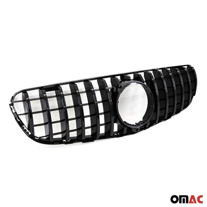 OMAC USA GT R Front Grill with Camera Hole for Cars – Fits 2016–2019 Mercedes GLC-Class X253 (Gloss Black, 1Pc)