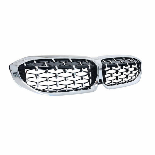 OMAC USA Front Kidney Grille for Sedan – Fits 2019-2025 BMW 3 Series G20 – Glossy Black & Silvery Meteor, 1 Pc