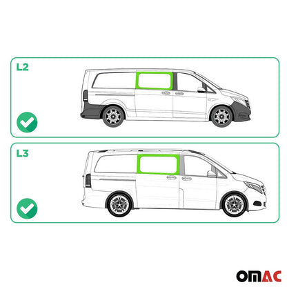 OMAC USA Right Side Front Window Glass for Cargo Van – Fits 2016–2024 Mercedes Metris L2/L3 – Black Tempered Replacement Auto Glass (1 Pc)
