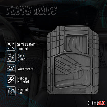 OMAC USA - Goodyear Floor Mats Cars Trucks SUV Black All Season Heavy Duty Rubber 2Pcs