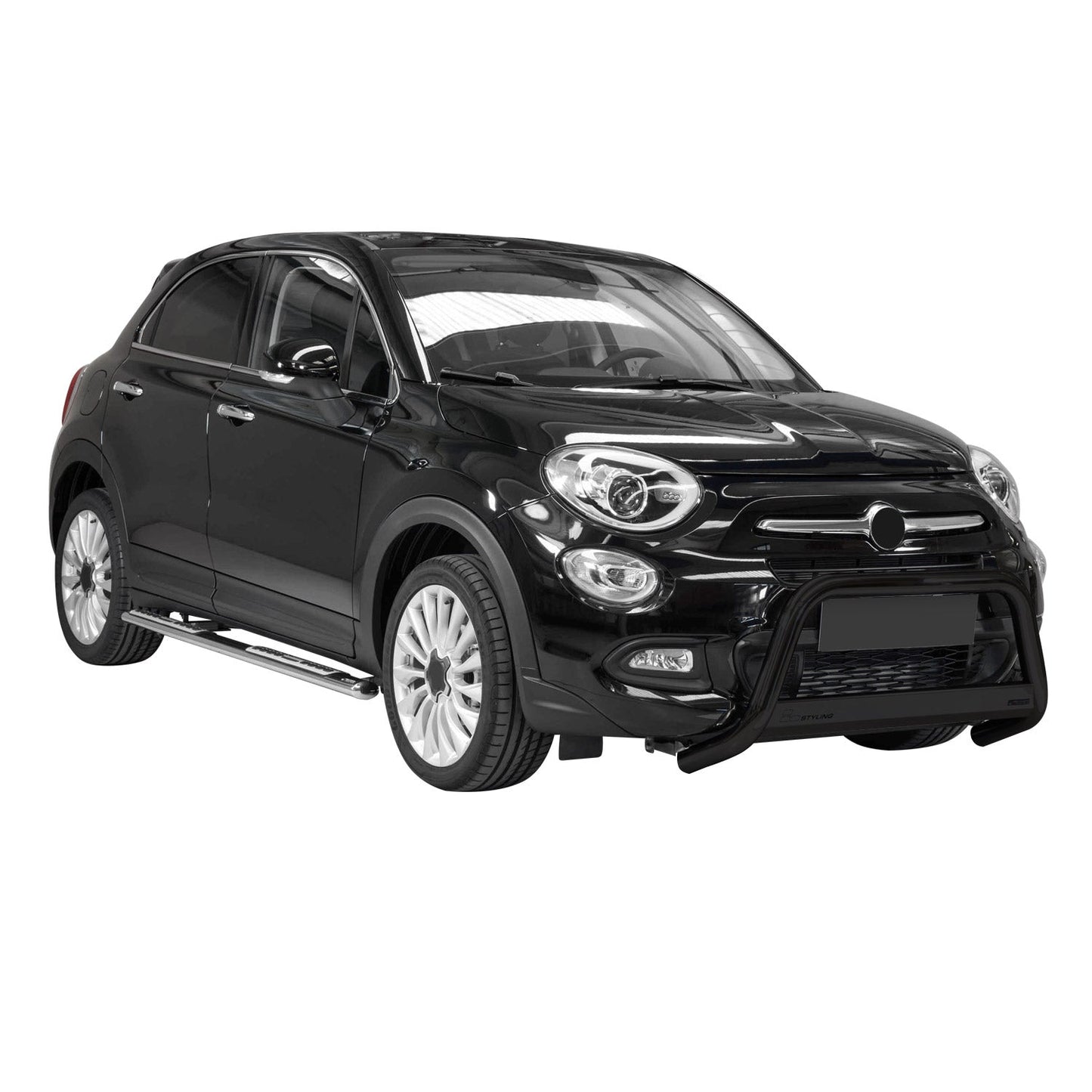 OMAC USA Bull Bar Push Front Bumper Grille for Cars – Fits 2016–2018 Fiat 500X – 1Pc (Black, Steel)