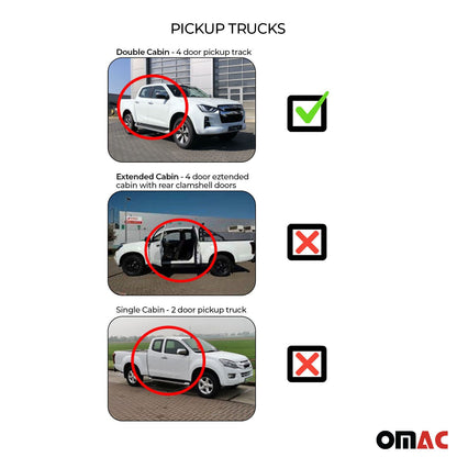 OMAC USA Premium Floor Mats Liners for Truck – Fits 2005–2015 Toyota Tacoma Double Cab – First & Second Row Set All Weather Heavy Duty Black (3 Pcs)