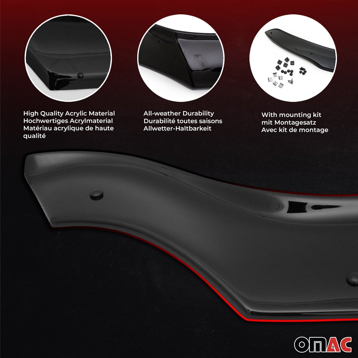 OMAC USA Front Bug Shield Hood Deflector for SUV – Fits 2010-2012 Lexus RX350 – Smoke Black Acrylic (1 Pc)