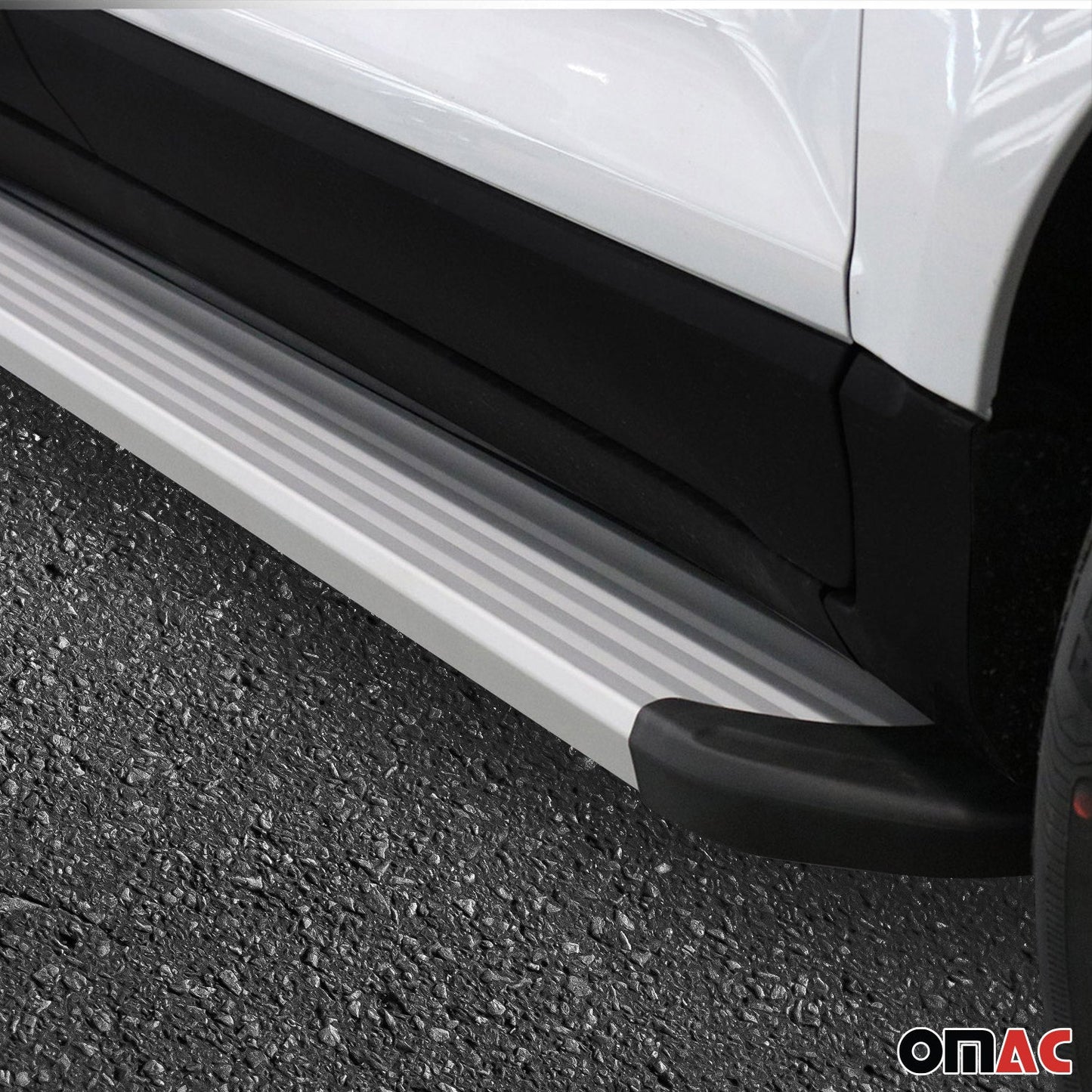 Omac USA Aluminum Running Boards, Side Steps for SUV – Fits with 2013-2015 Subaru XV Crosstrek – Silver (2 Pcs)