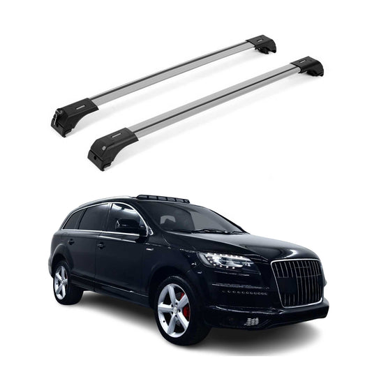 OMAC USA Roof Rack Cross Bars for Car – Fits 2007-2015 Audi Q7 (Excludes Panoramic Roof Models) – Aluminium Silver (2 Pcs)