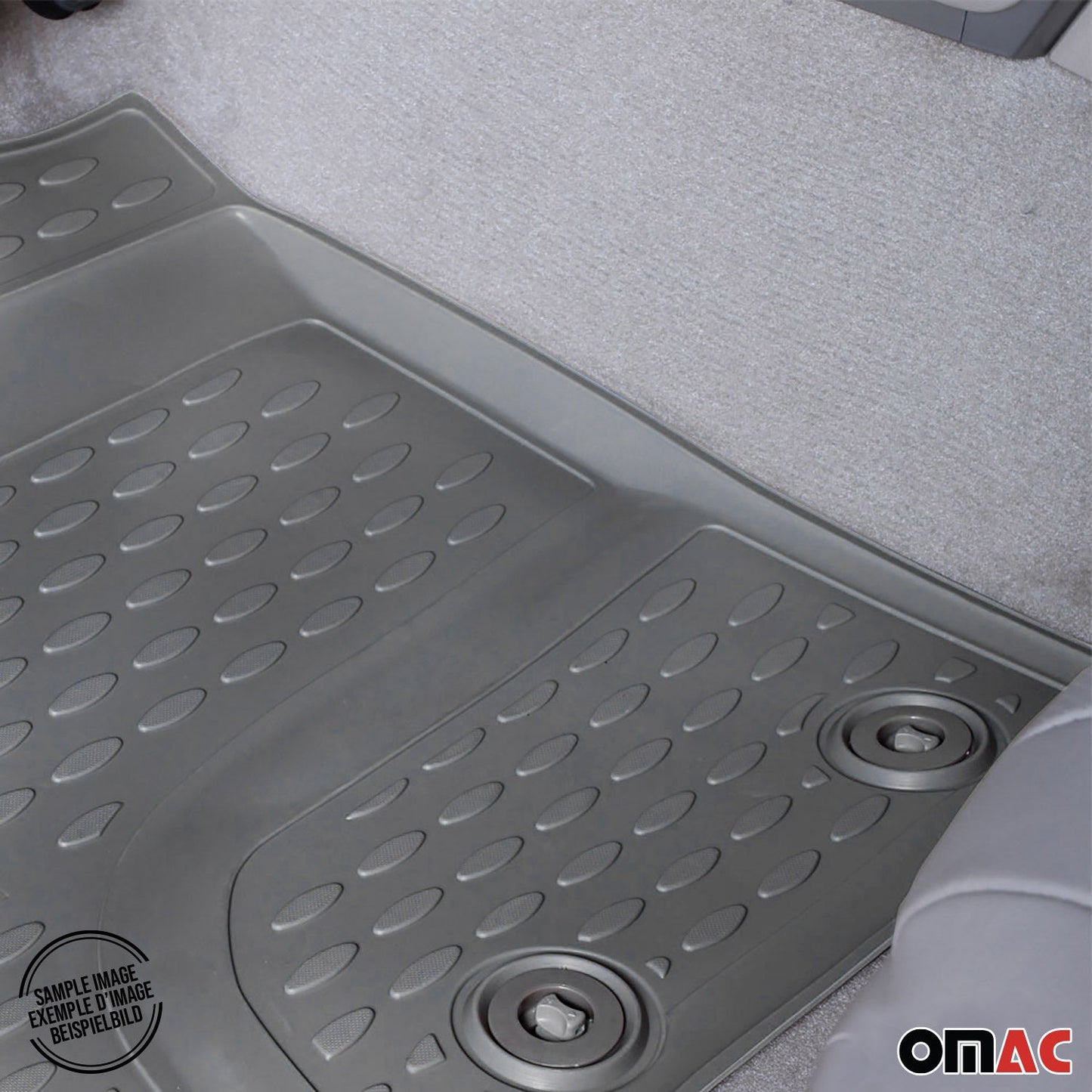 OMAC USA Floor Mats Liners Full Set All Weather for Minivan – Fits with 2013-2020 Toyota Sienna (7 Seats) – Gray (4 Pcs)