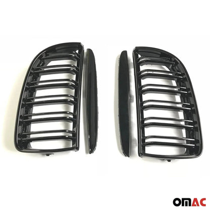 OMAC USA Front Kidney Grille for BMW 3 Series – Fits 2005–2008 E90 E91 E92 E93 Pre-FL – M4 Style Gloss Black Dual Slat, 4-Pc