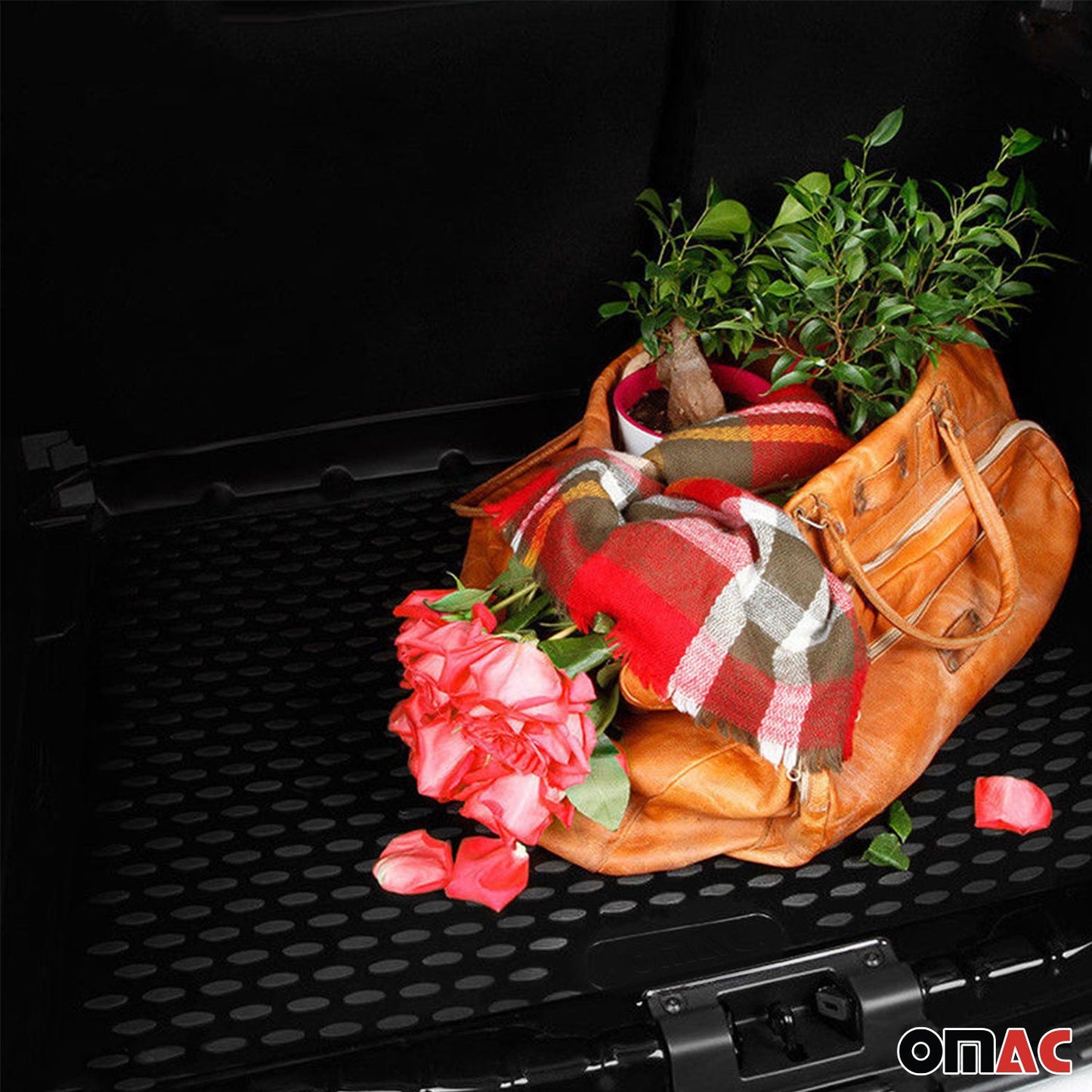 OMAC USA Cargo Liner Trunk Mat All Weather for SUV – Fits with 2003-2011 Honda Element – Black (1 Pc)