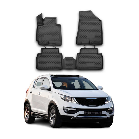 OMAC USA Premium Floor Mats Liners for SUVs – Fits 2011–2016 Kia Sportage (Black, 4 Pcs, All Weather)