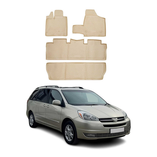 OMAC USA Floor Mats Liners Full Set All Weather for Minivan – Fits with 2004-2010 Toyota Sienna – Beige (4 Pcs)