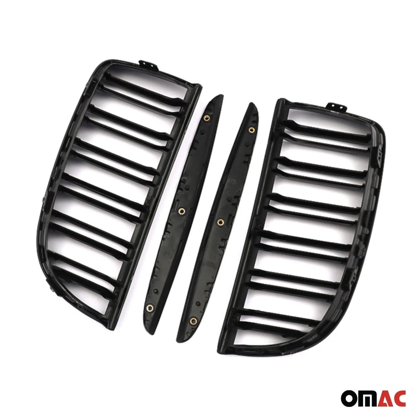 OMAC USA Front Kidney Grille M3 Style for Cars – Fits 2005–2008 BMW 3 Series E90/E91/E92/E93 (Gloss Black, Dual Slat, 4Pcs)