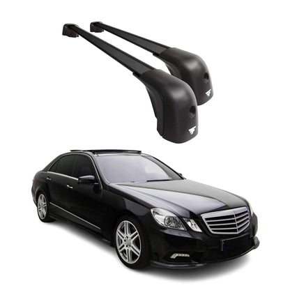 OMAC USA Roof Rack Cross Bars for Car – Fits 2010-2016 Mercedes E-Class W212 Sedan (Excludes Models Without OEM Fixed Points) – Aluminium Black (2 Pcs)