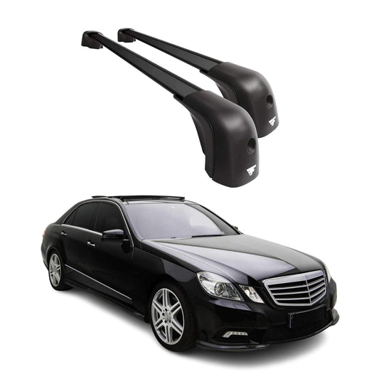 OMAC USA Roof Rack Cross Bars for Car – Fits 2010-2016 Mercedes E-Class W212 Sedan (Excludes Models Without OEM Fixed Points) – Aluminium Black (2 Pcs)