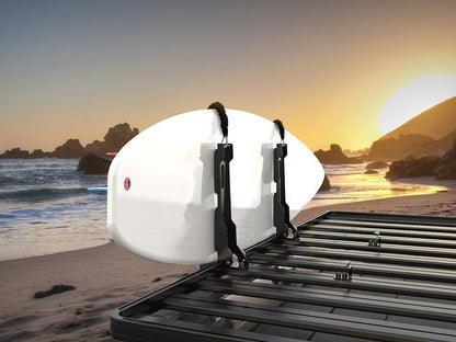 Front Runner Vertical Surfboard Carrier for Roof Rack – Fits Slimline II Racks – Black Steel, Adjustable Design with Stratchit Straps (1PC)