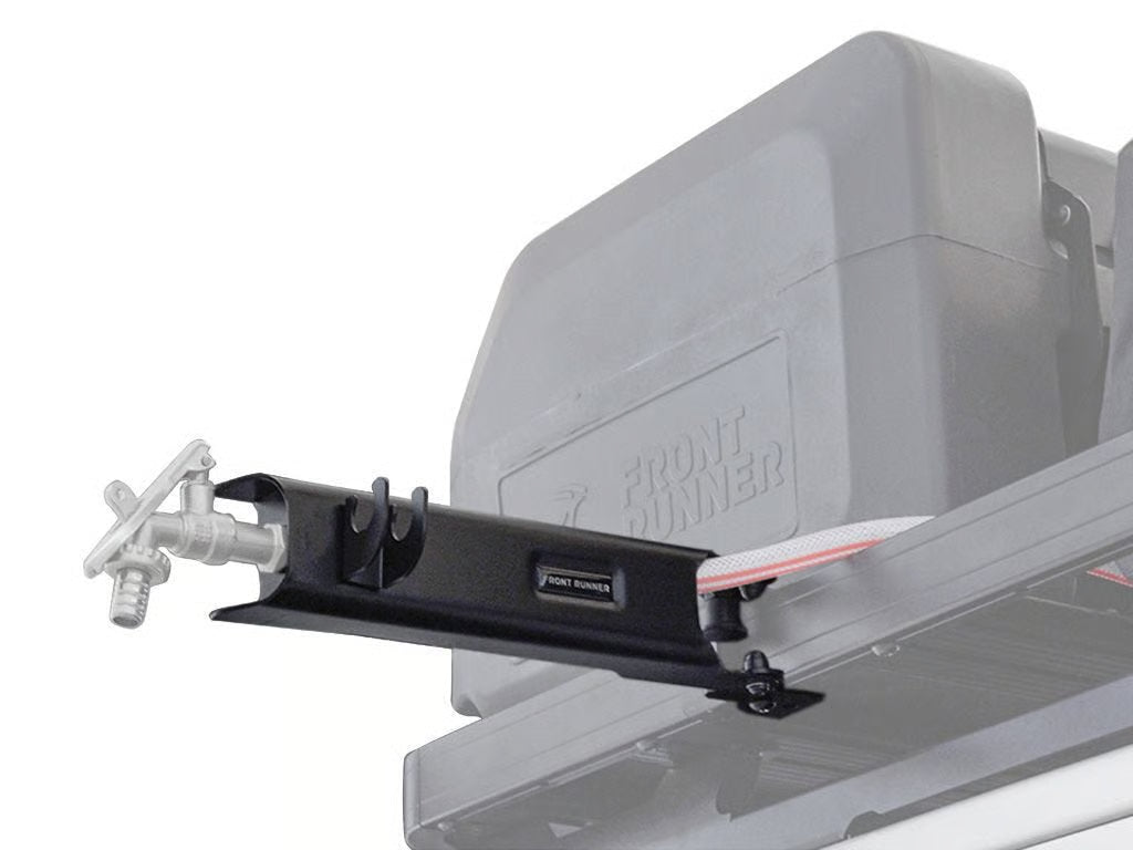 Front Runner Tap Extension Bracket for Roof Rack – Fits Slimline II, Swings 90° with Shower Head Holder – Black Steel, 315(L) x 187(W), Heavy-Duty Design (1PC)