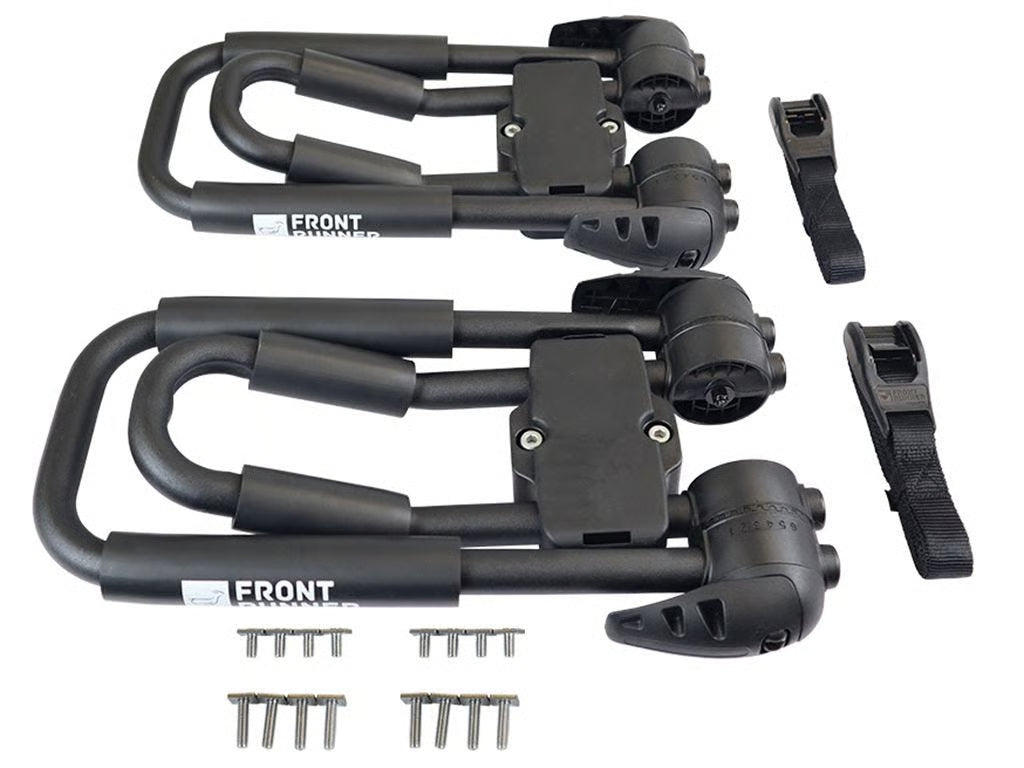 Front Runner Kayak Carrier Cross Bar Kit for Roof Rack – J-Style Foldable Brackets, 45kg Load Capacity, 795(L) x 426(W), Heavy-Duty Design (1PC)