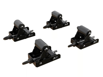 Front Runner Roller System for Roof Rack – Fits Slimline II & Slimsport Racks – Black Steel with HDPE Rollers, Adjustable Height 53-80mm, 140kg Load Capacity (4PC)