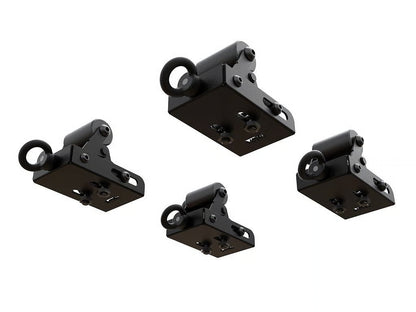 Front Runner Roller System for Roof Rack – Fits Slimline II & Slimsport Racks – Black Steel with HDPE Rollers, Adjustable Height 53-80mm, 140kg Load Capacity (4PC)