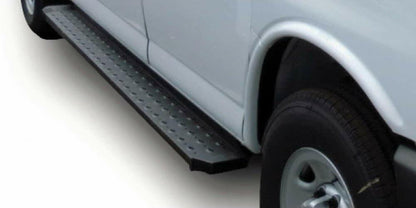 TrailFX Grated Side Step Running Board for Pickup Trucks - Fits 1992–2014 Ford E-150/250/350/450/550 (Black 37" Driver / 96" Passenger)
