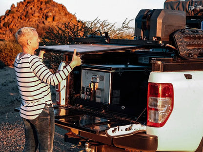 Front Runner Pro Stainless Steel Camp Table Kit for Vehicle – Black Aluminum Frame, 1130(L) x 750(W), Foldable, Under-Rack Storage Design (1PC)