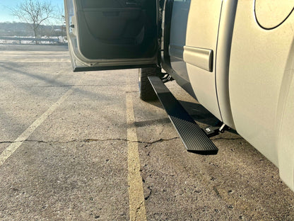 Body Armor E-Power Board Steps - Matte Black Aluminum - Fits 2007–2018 Chevrolet Silverado/GMC Sierra 1500/2500/3500