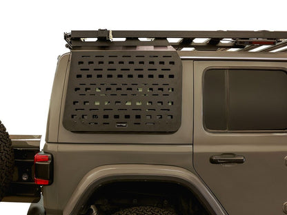Jeep Wrangler JLU rear window Molle panel showcasing a practical storage solution in black.