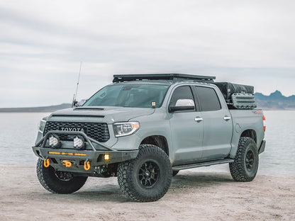 Front Runner Slimline II Roof Rack Kit for Truck – Fits 2007-2021 Toyota Tundra Crew Max – Black Aluminum, Low-Profile Cargo Rack (1PC)